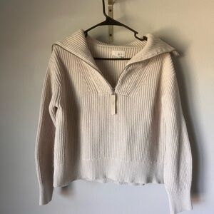 Loft Cozy Cream Half-Zip Sweater